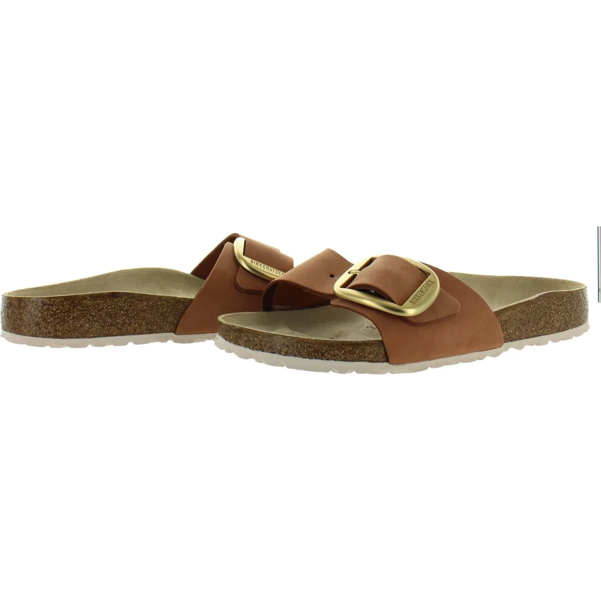 Madrid Big Buckle Womens Nubuck Slip On Footbed Sandals