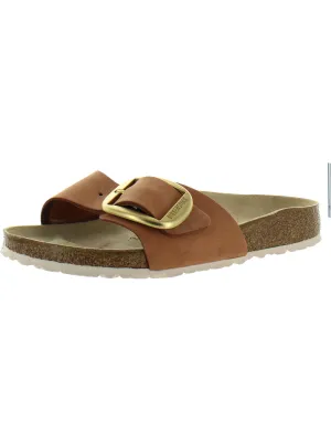 Madrid Big Buckle Womens Nubuck Slip On Footbed Sandals