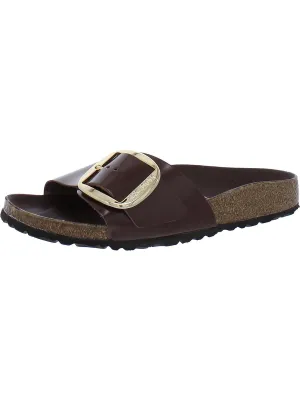 Madrid Big Buckle Womens Patent Leather Cork Slide Sandals