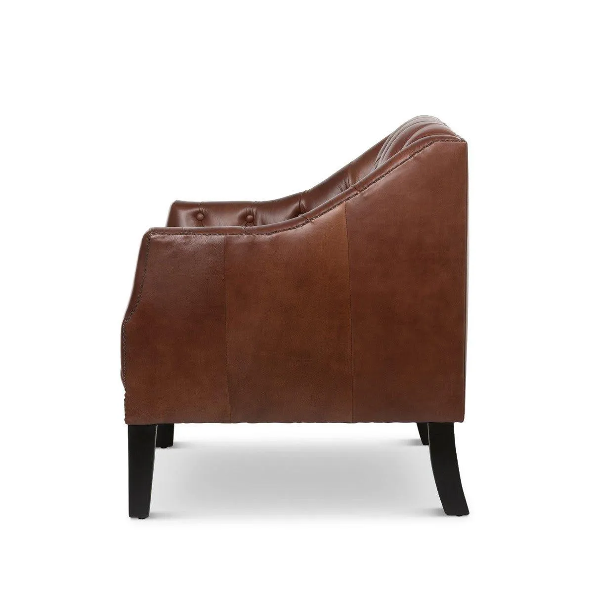Mahogany Tufted Leather Club Chair