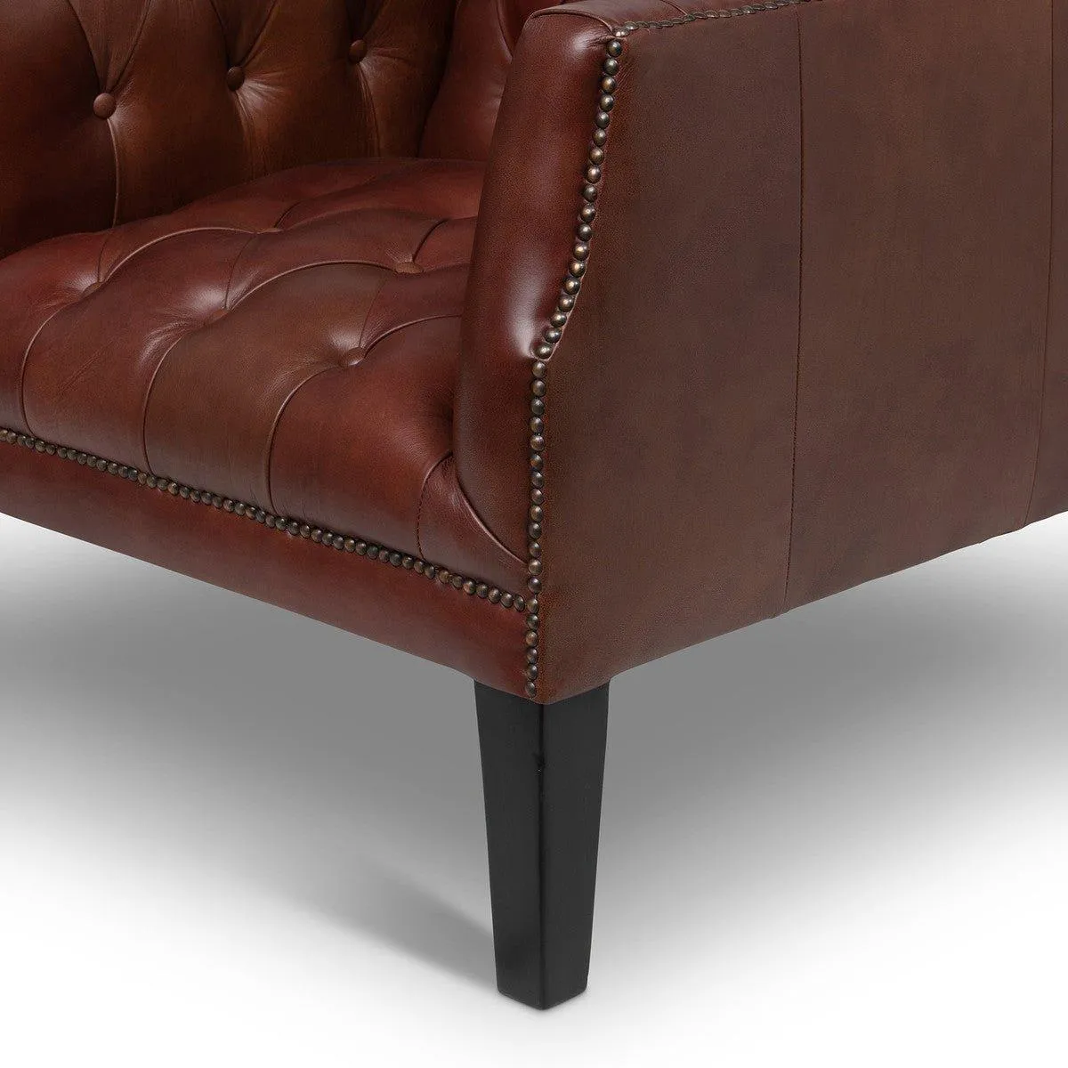 Mahogany Tufted Leather Club Chair