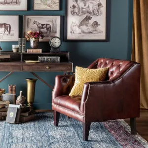 Mahogany Tufted Leather Club Chair vanity mirror, wall mirror