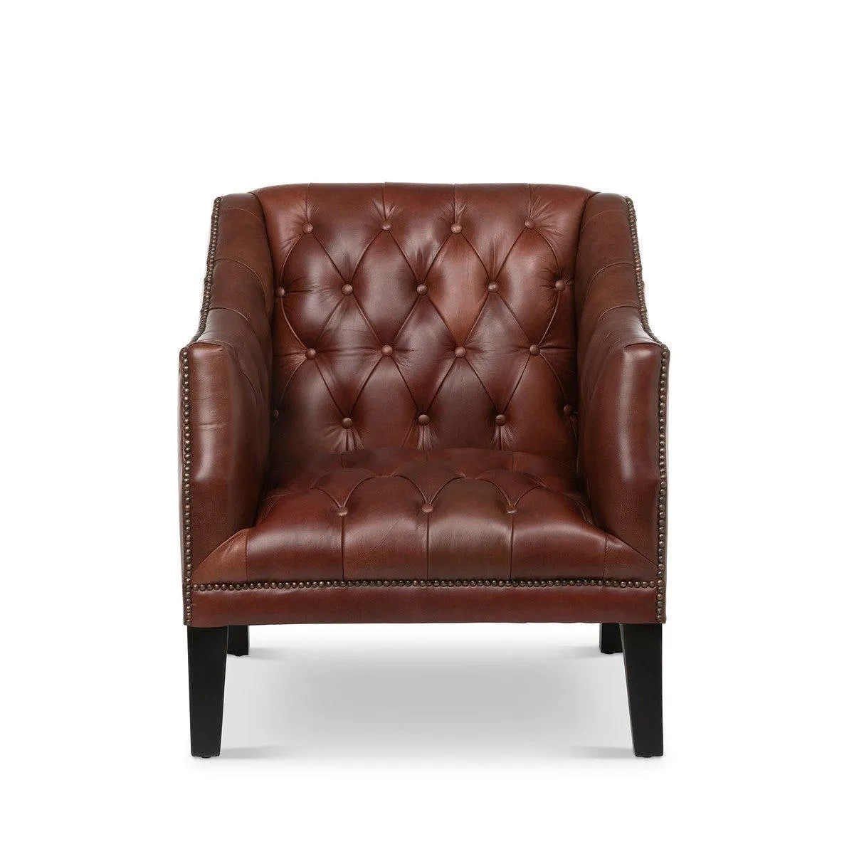 Mahogany Tufted Leather Club Chair