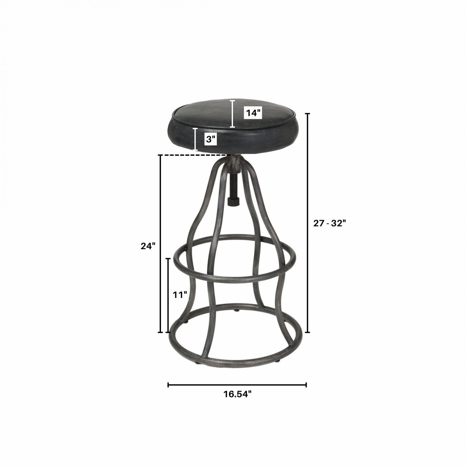 Maloe Leather Bar Stool - Black