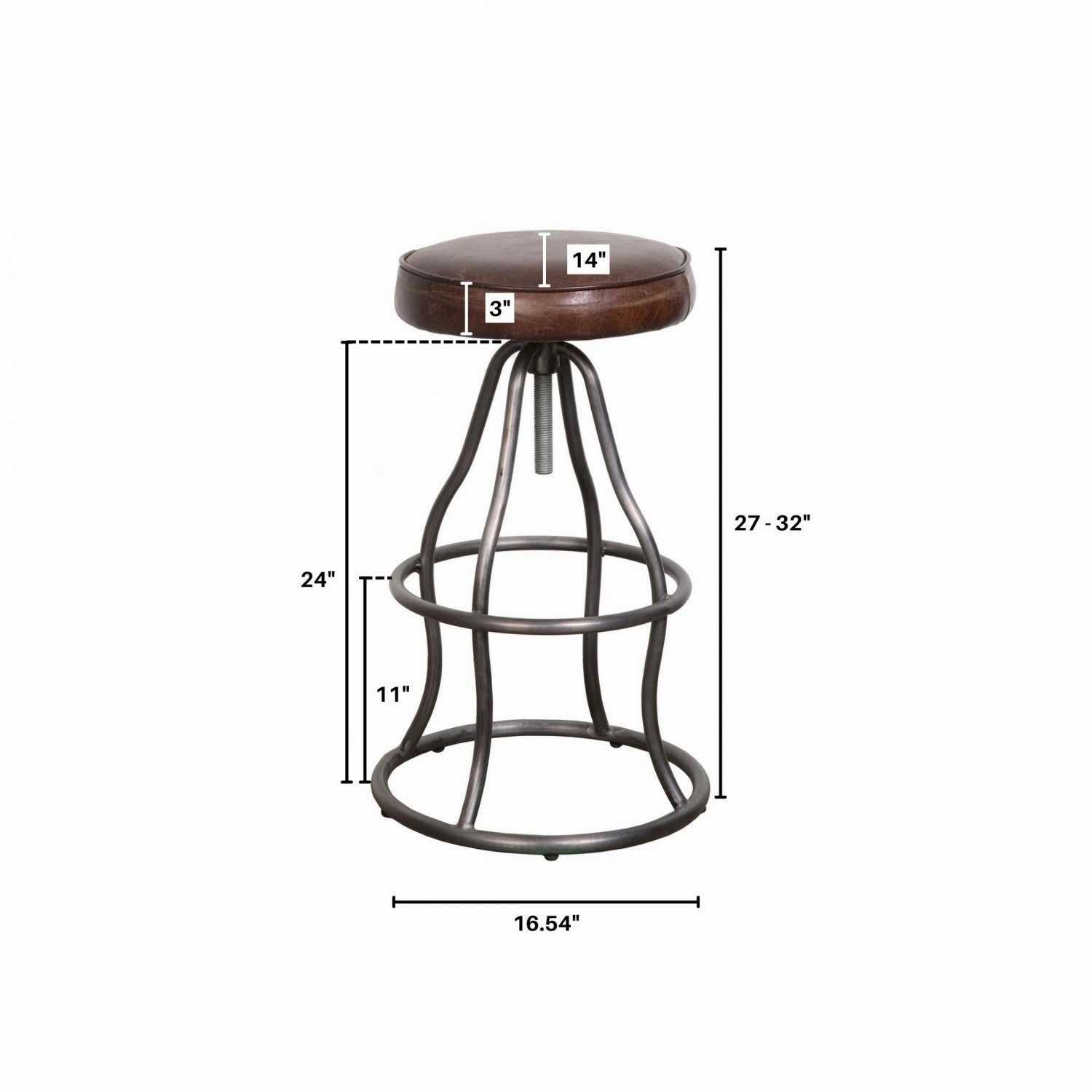 Maloe Leather Bar Stool - Vintage Brown