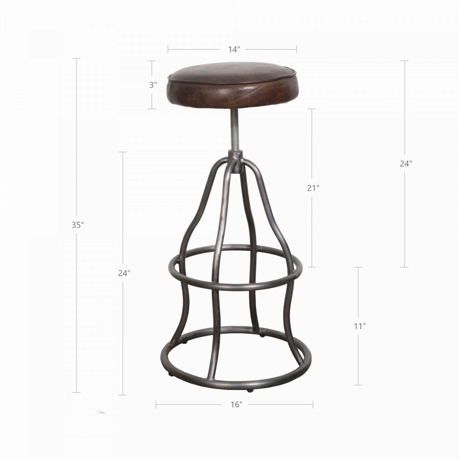 Maloe Leather Bar Stool - Vintage Brown