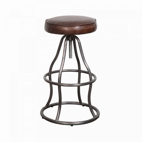 Maloe Leather Bar Stool - Vintage Brown