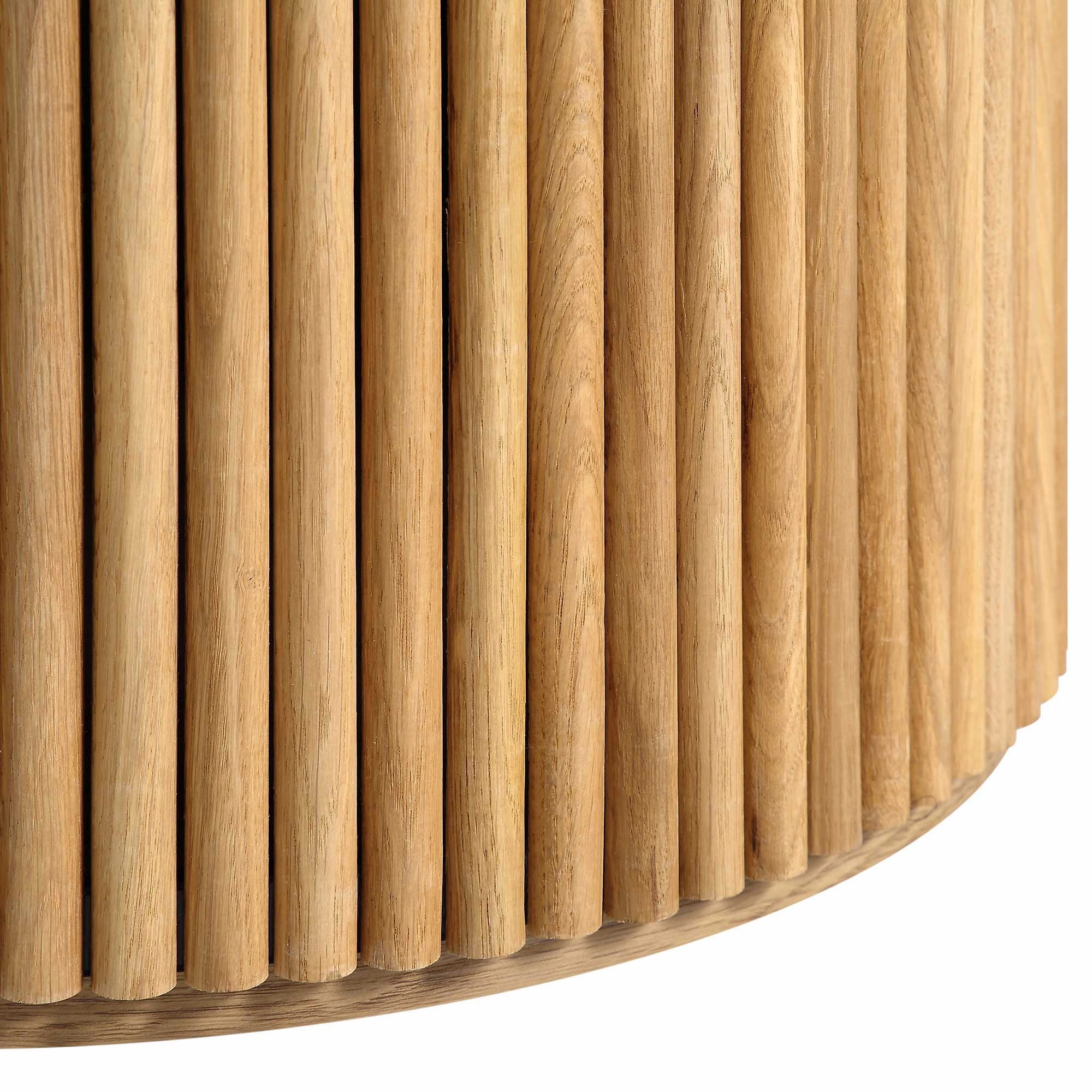 Maru Ceramic Top Oak Pedestal Round Dining Table