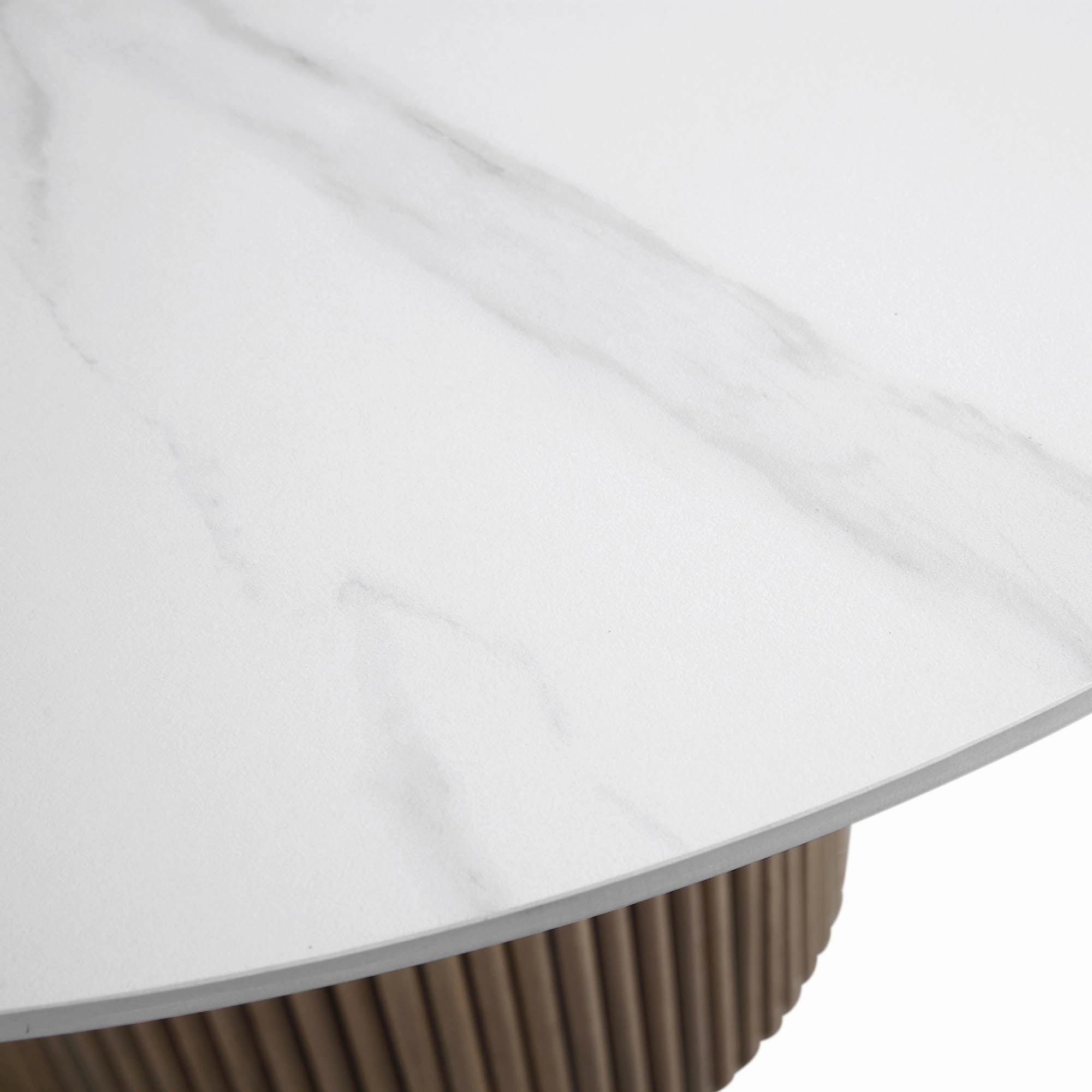 Maru Ceramic Top Silver Oak Pedestal Round Dining Table
