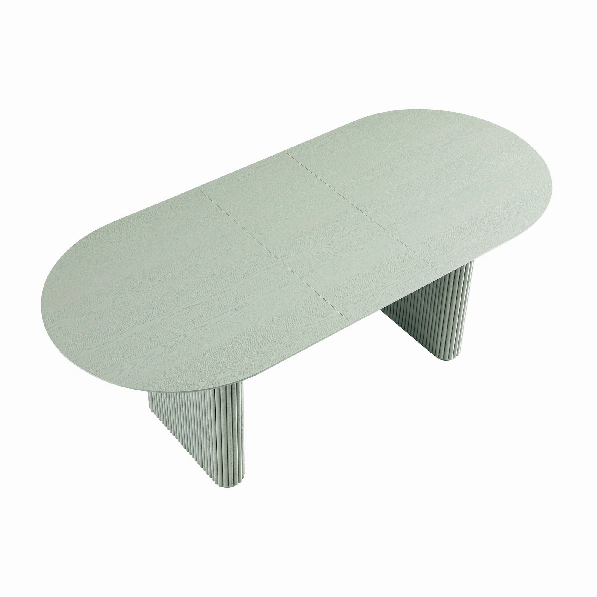 Maru Oval 6-8 Seater Extending Oak Pedestal Dining Table, Sage Green