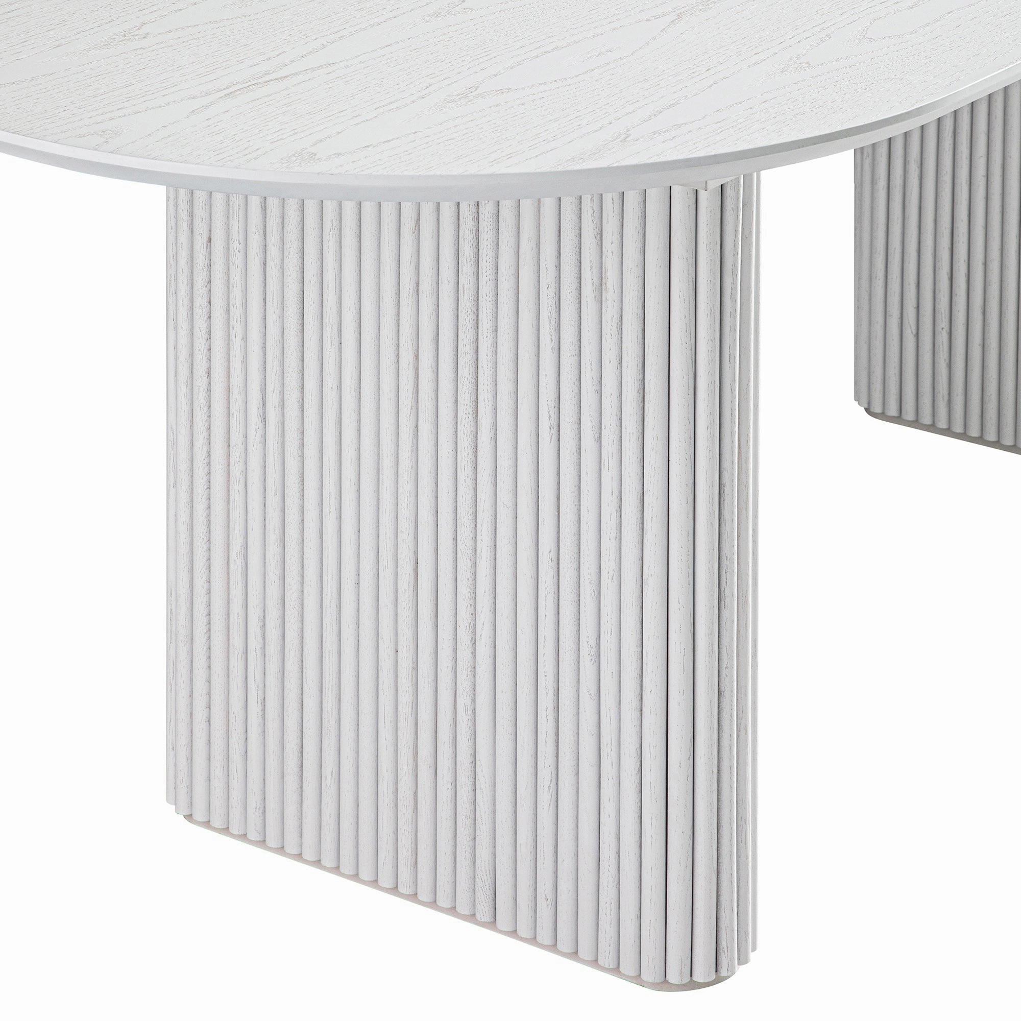 Maru Oval 6-8 Seater Extending Oak Pedestal Dining Table, Washed White