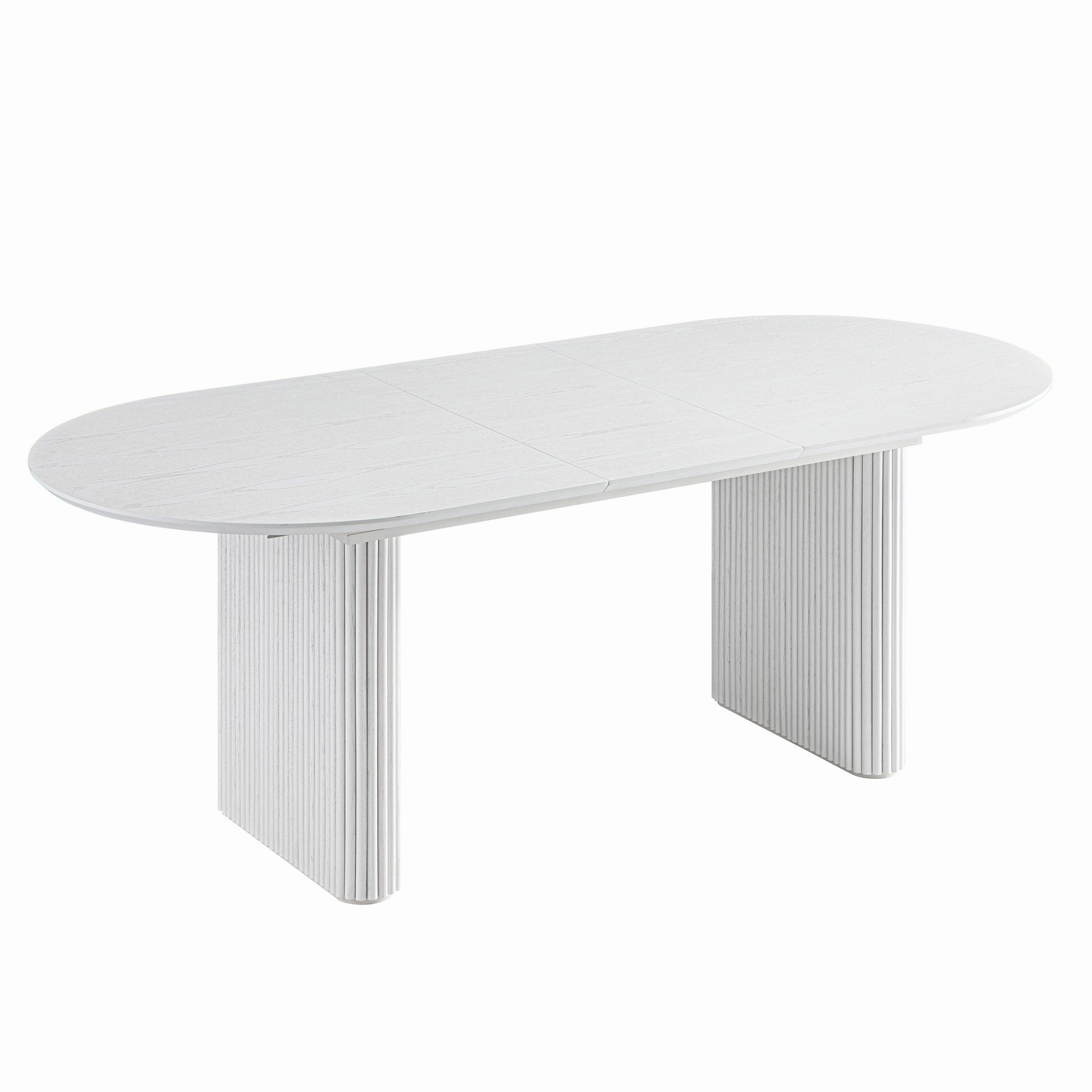 Maru Oval 6-8 Seater Extending Oak Pedestal Dining Table, Washed White