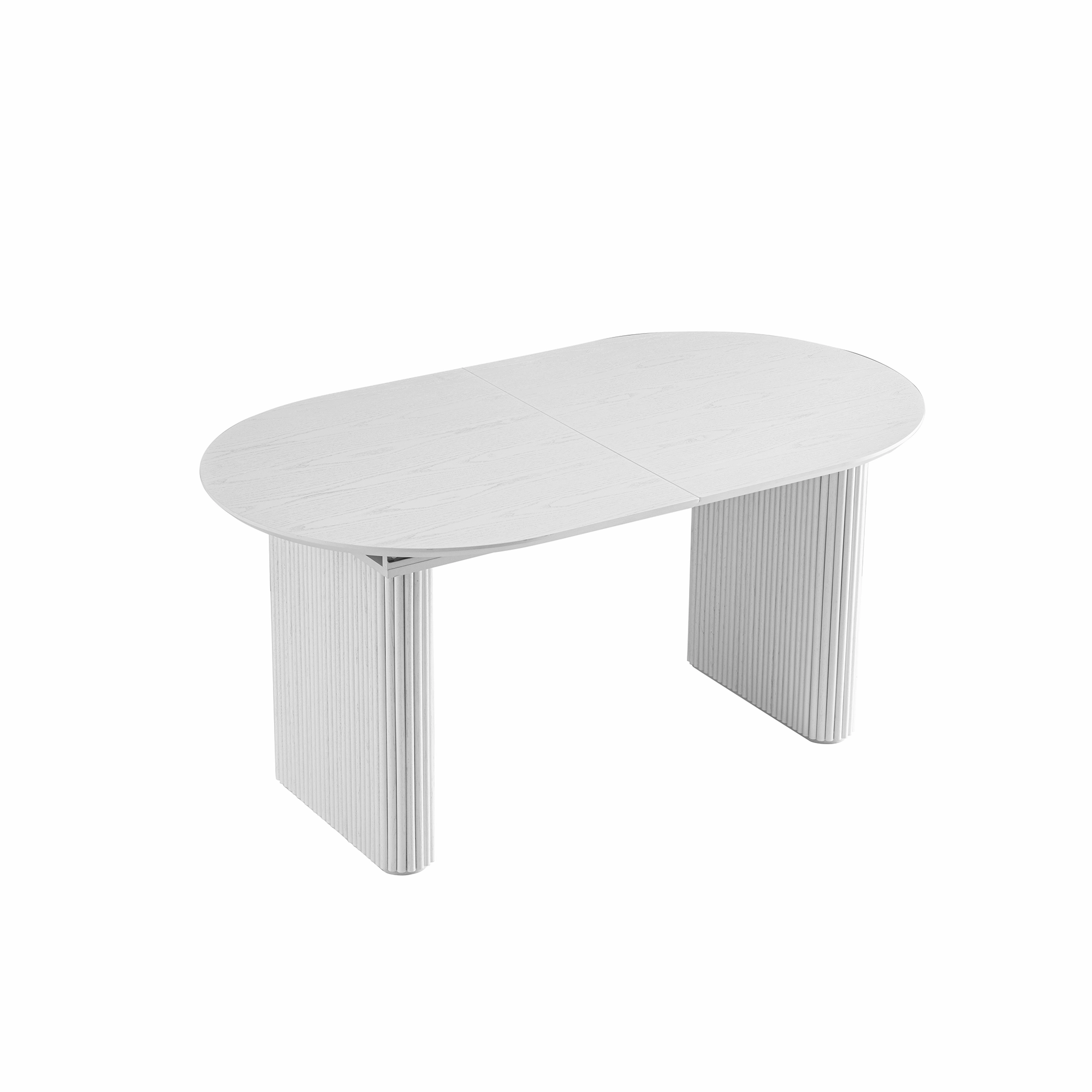 Maru Oval 6-8 Seater Extending Oak Pedestal Dining Table, Washed White