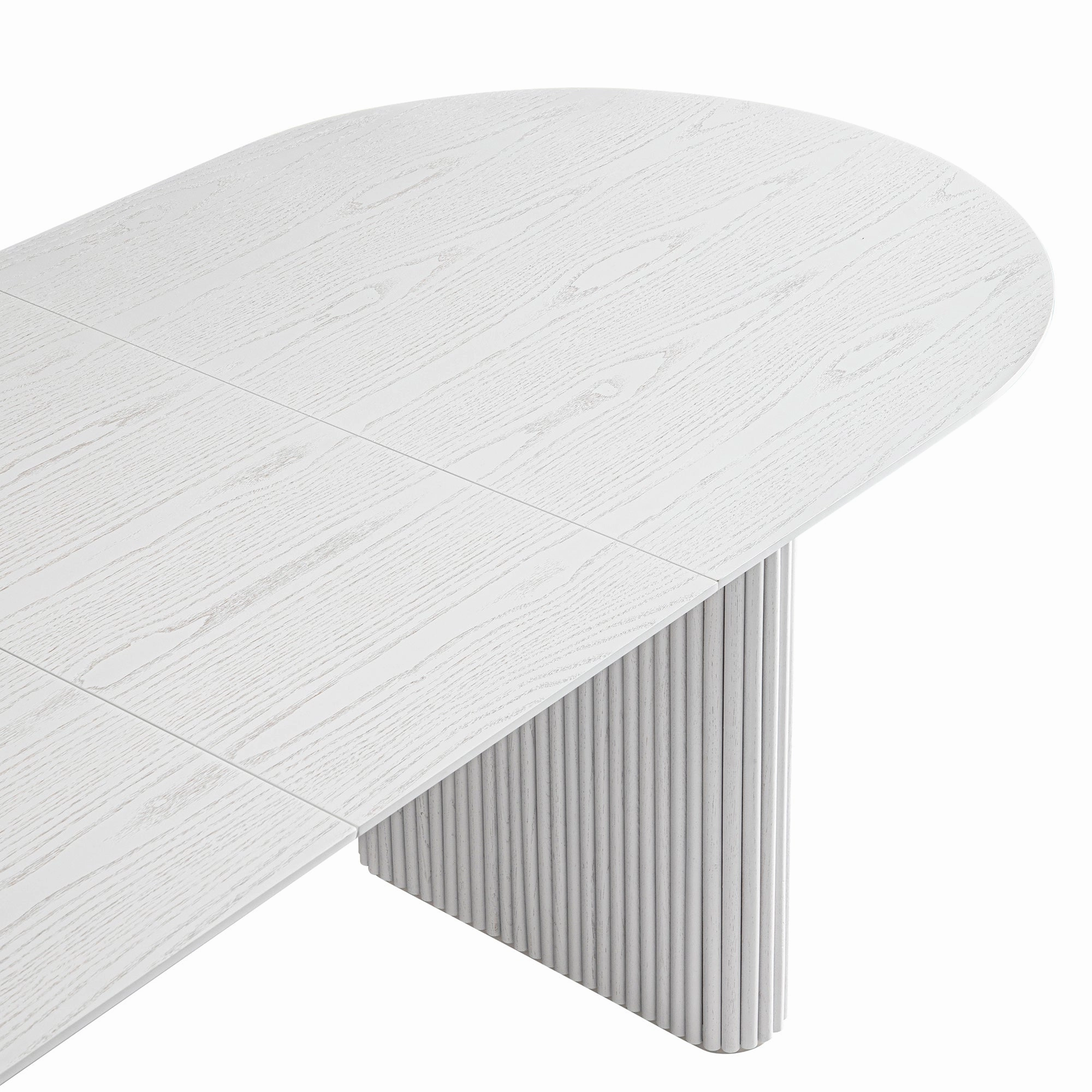Maru Oval 6-8 Seater Extending Oak Pedestal Dining Table, Washed White