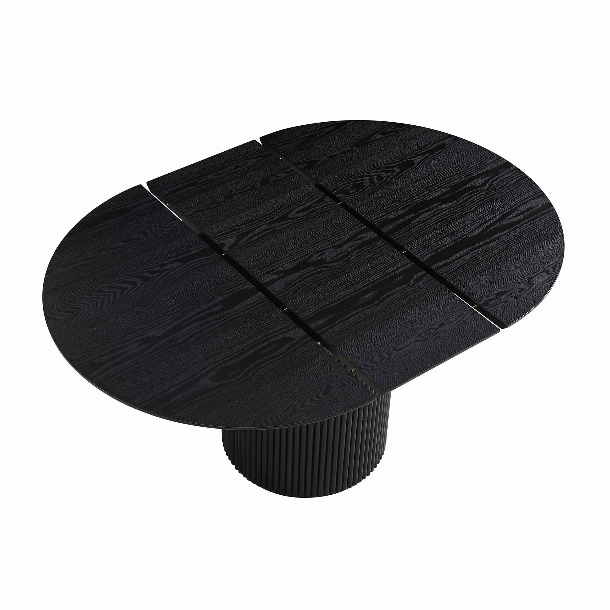 Maru Round 4-6 Seater Extending Oak Pedestal Dining Table, Black