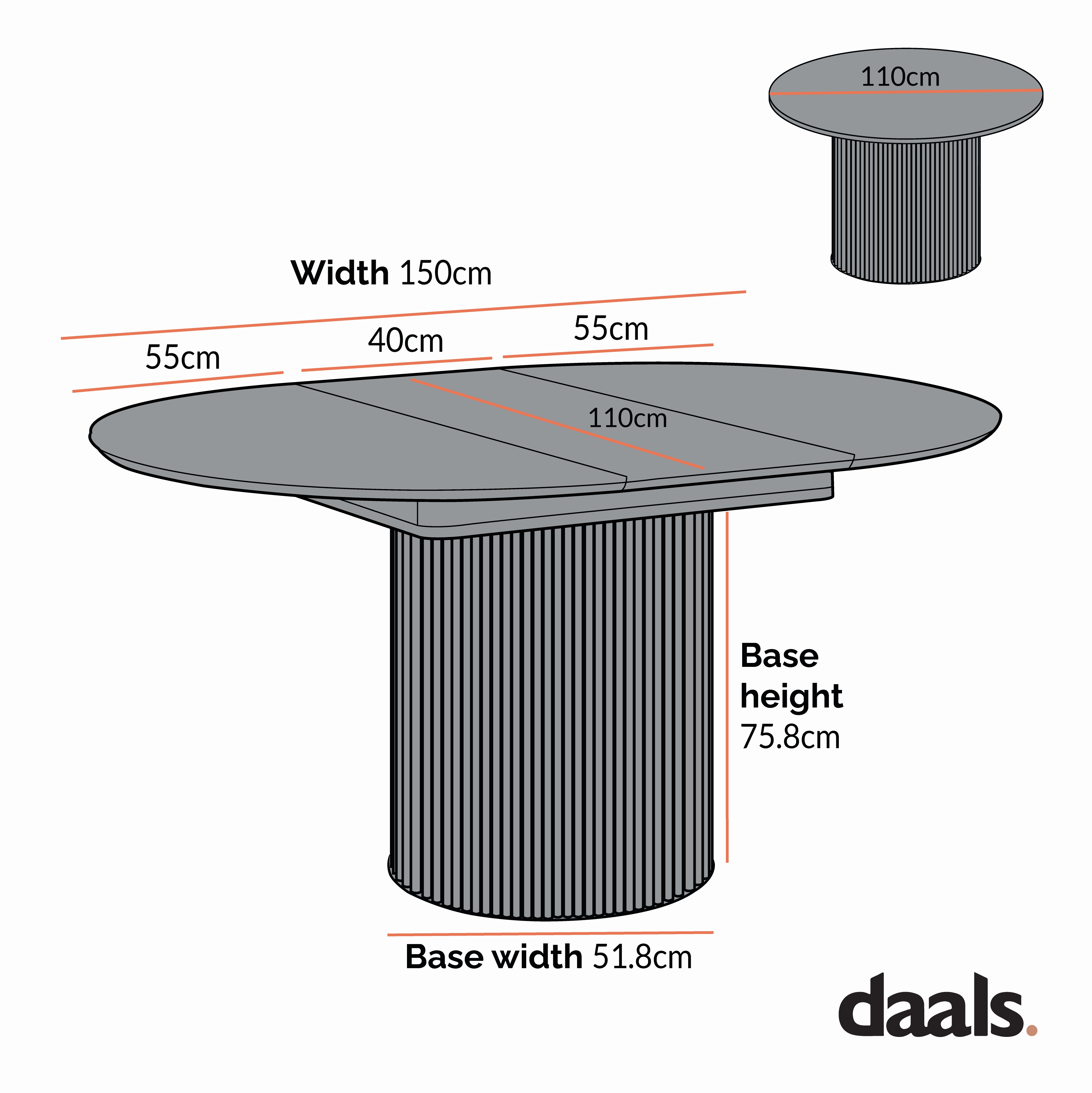 Maru Round 4-6 Seater Extending Oak Pedestal Dining Table, Black