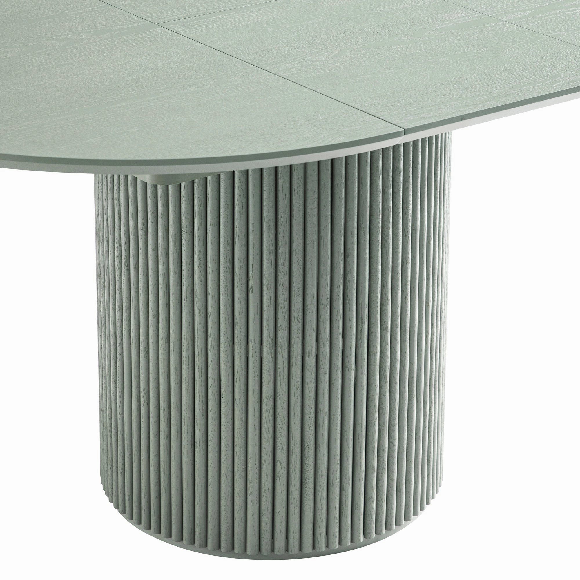 Maru Round 4-6 Seater Extending Oak Pedestal Dining Table, Sage Green