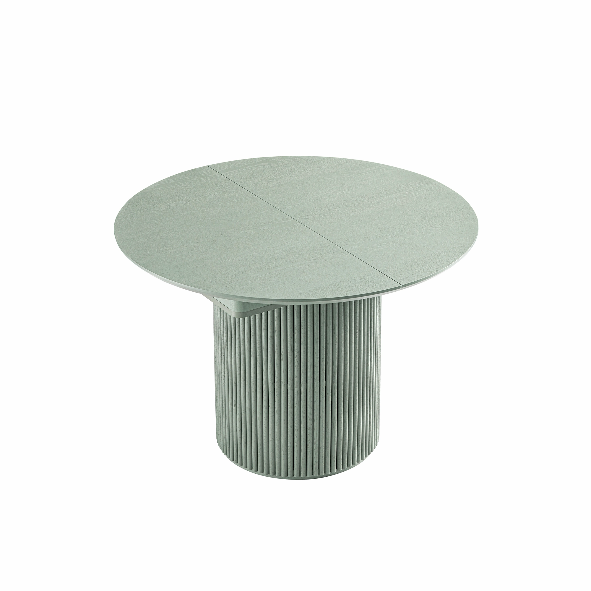 Maru Round 4-6 Seater Extending Oak Pedestal Dining Table, Sage Green
