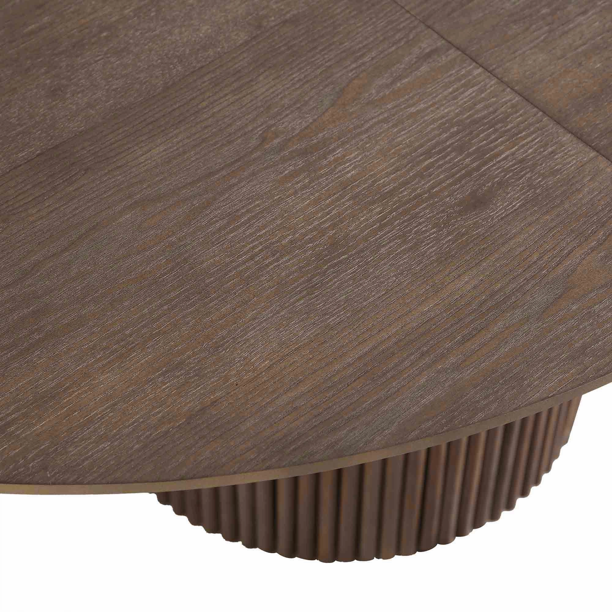 Maru Round 4-6 Seater Extending Oak Pedestal Dining Table, Silver Oak