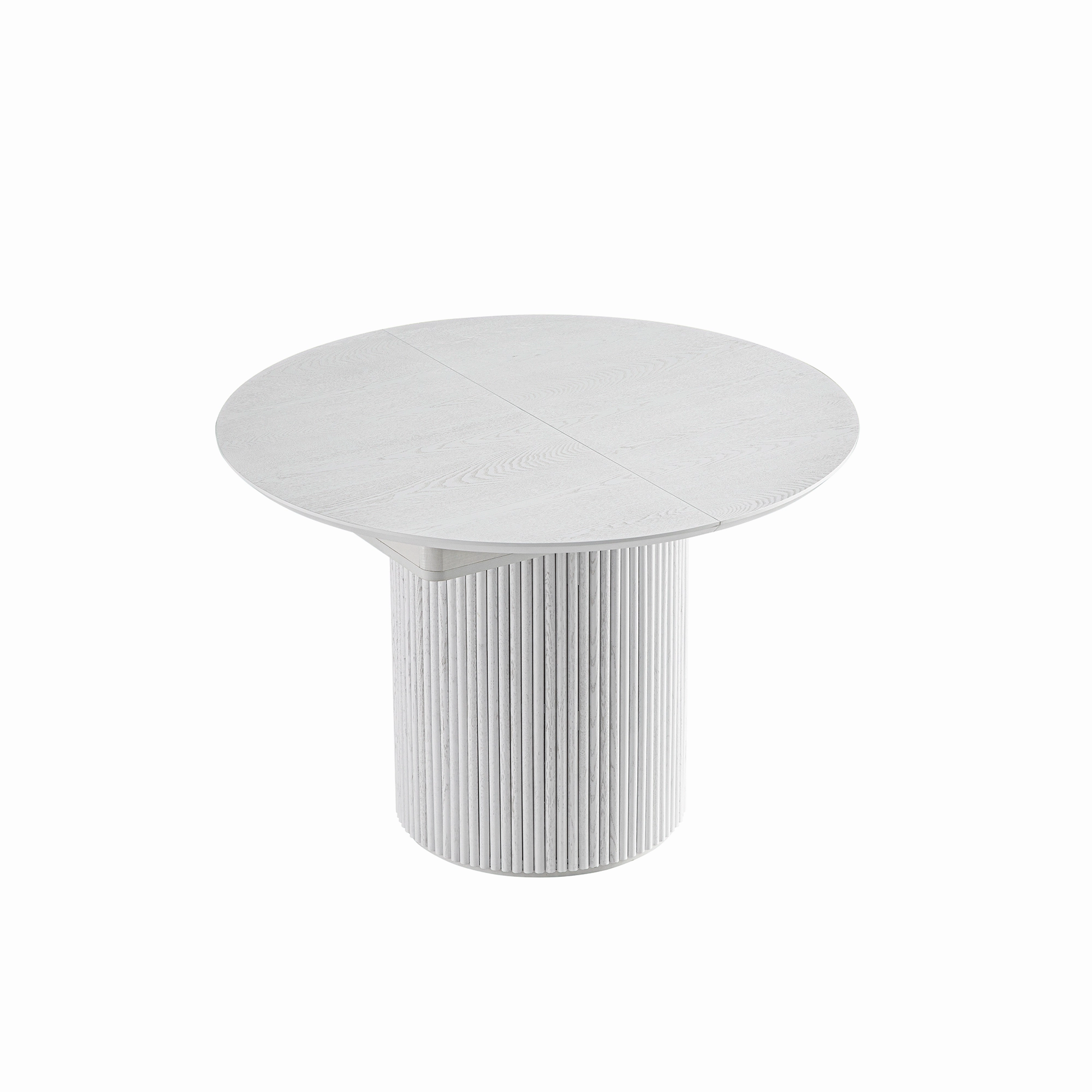 Maru Round 4-6 Seater Extending Oak Pedestal Dining Table, Washed White