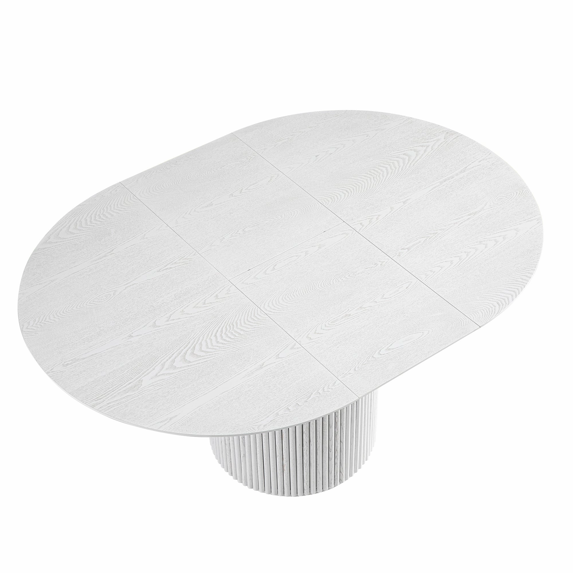 Maru Round 4-6 Seater Extending Oak Pedestal Dining Table, Washed White