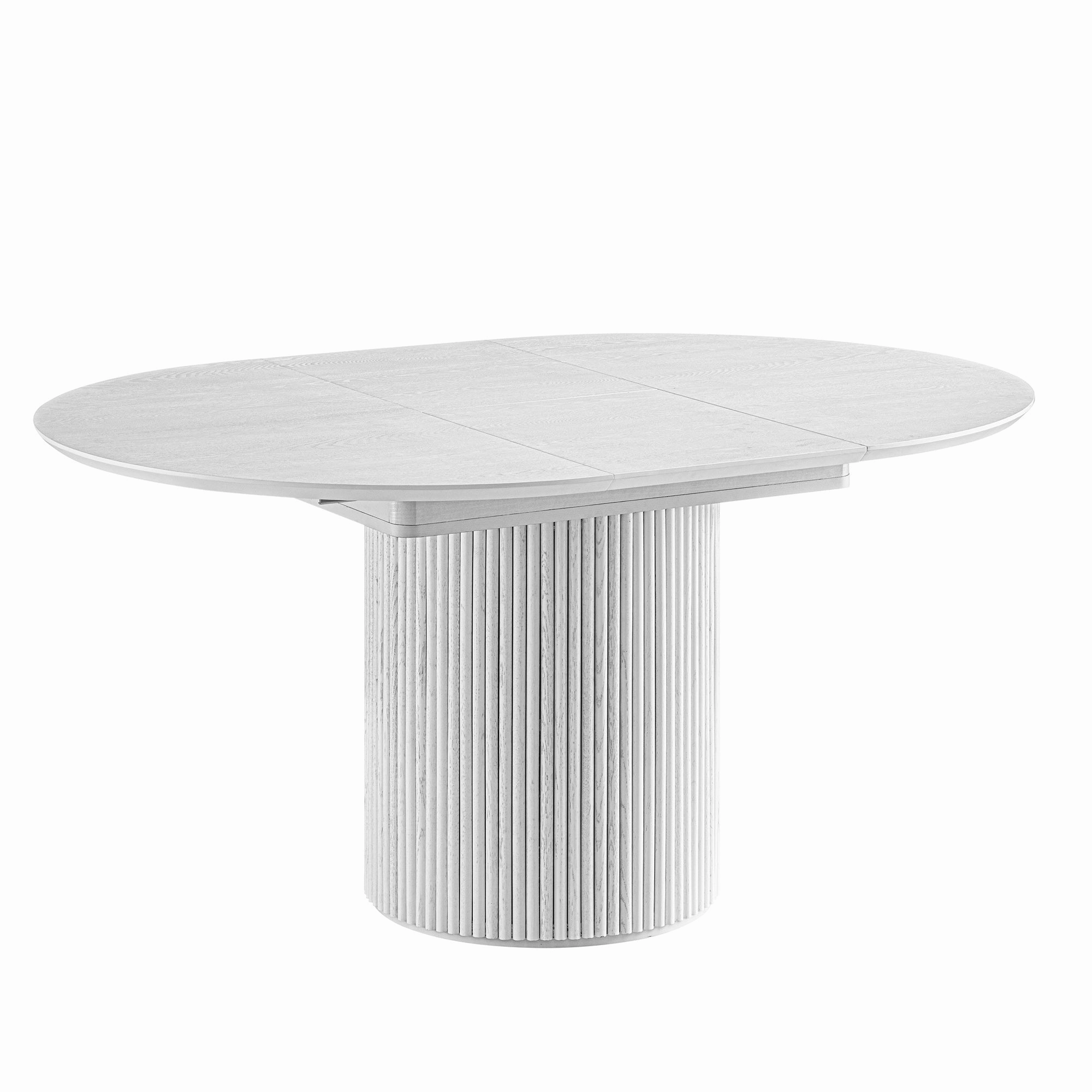 Maru Round 4-6 Seater Extending Oak Pedestal Dining Table, Washed White