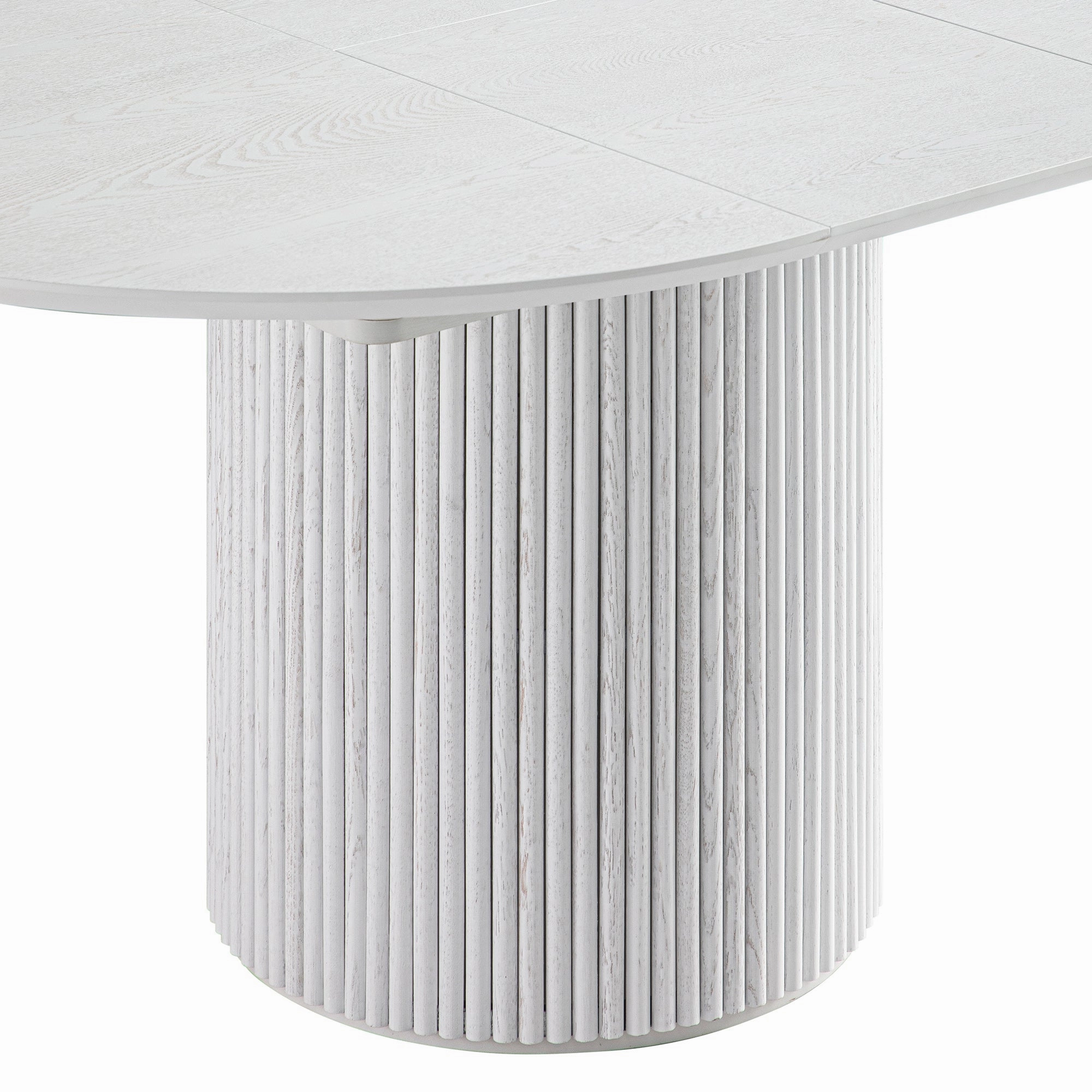 Maru Round 4-6 Seater Extending Oak Pedestal Dining Table, Washed White
