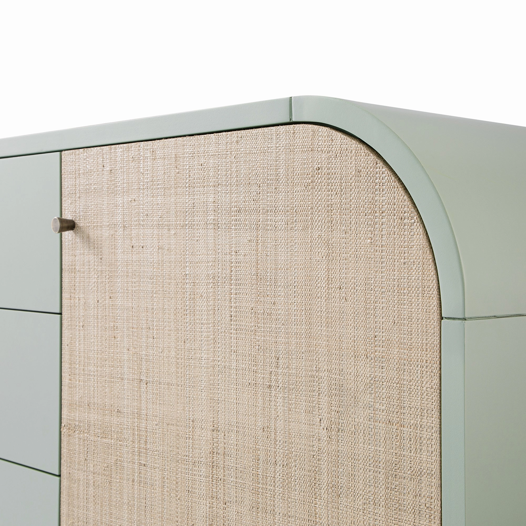 Maude Wide 3-Drawer Sideboard, Muted Pistachio Ash with Raffia