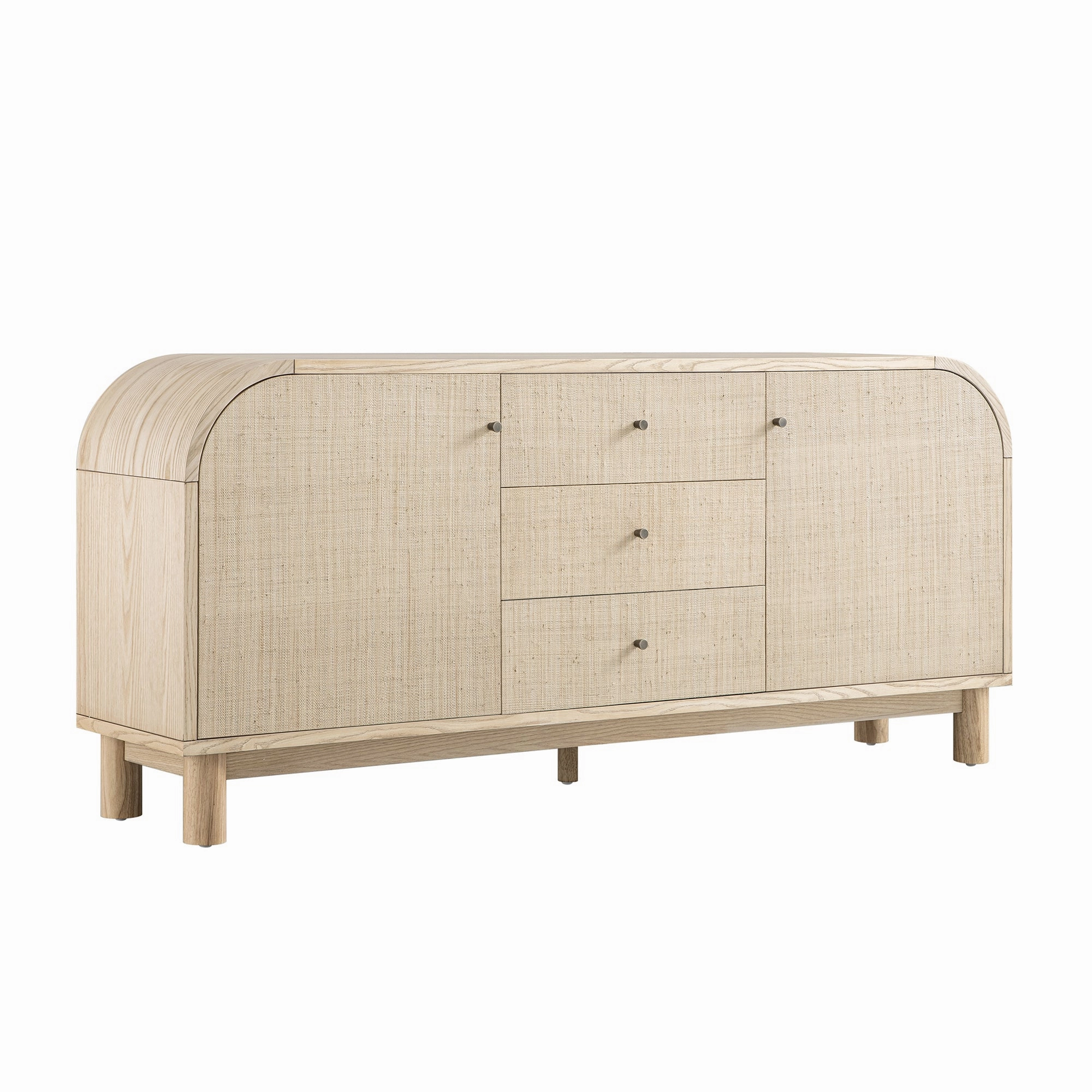 Maude Wide 3-Drawer Sideboard, Natural Ash with Raffia