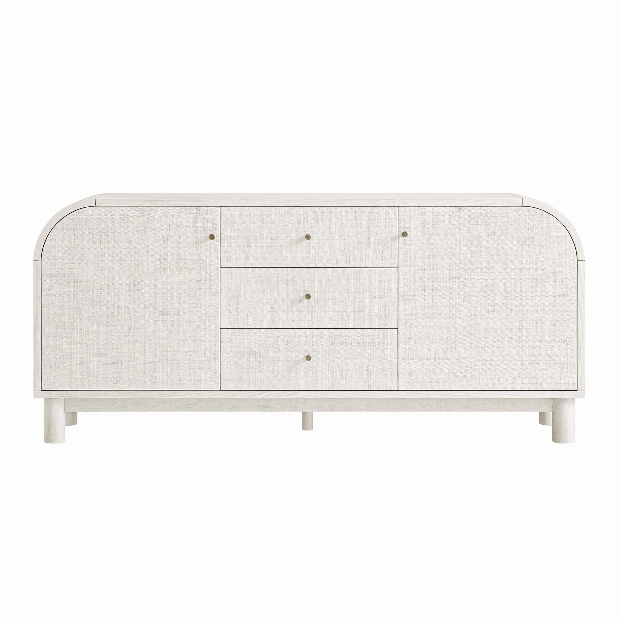 Maude Wide 3-Drawer Sideboard, Washed White Ash with Raffia