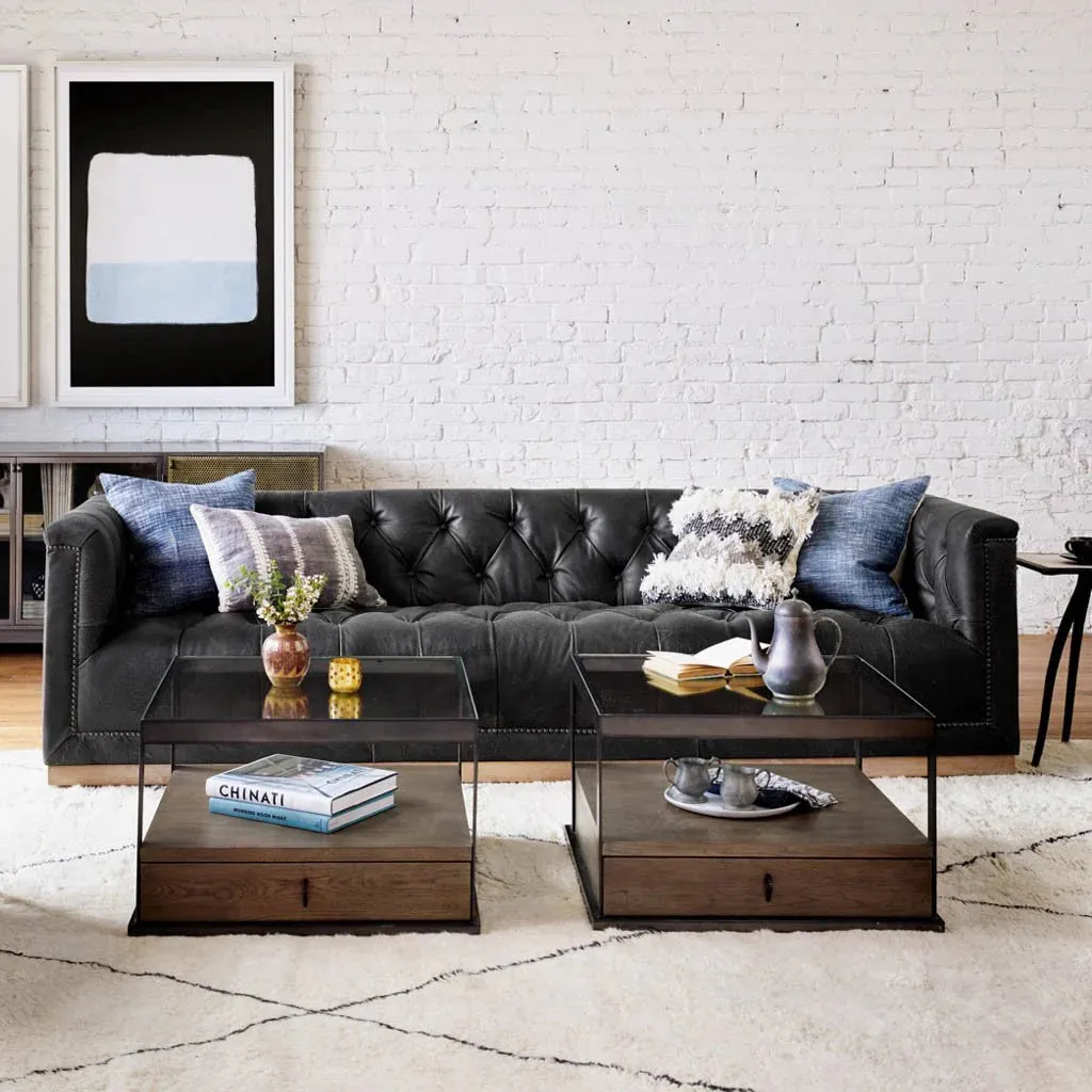 Maxine Distressed Tufted Sofa - 5 Colors vanity mirror, wall mirror