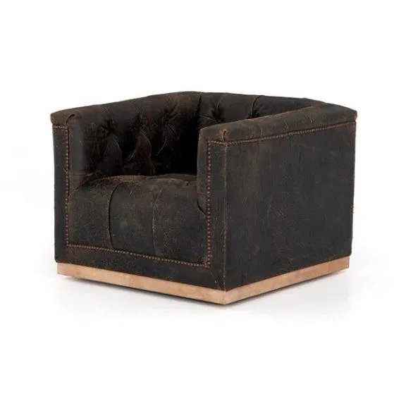 Maxine Distressed Tufted Swivel Chair - 4 Colors