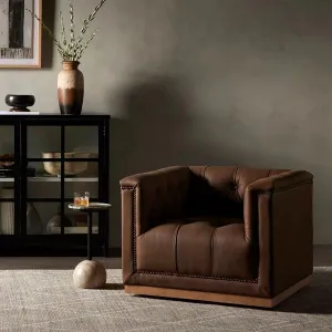 Maxine Distressed Tufted Swivel Chair - 4 Colors vanity mirror, wall mirror