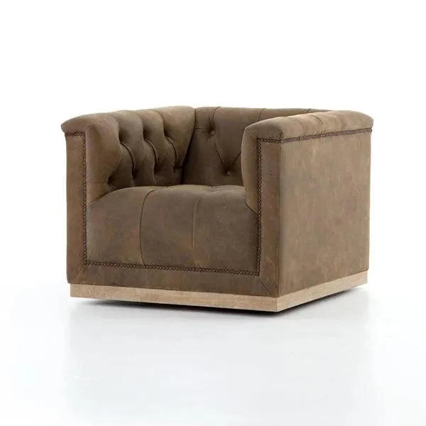 Maxine Distressed Tufted Swivel Chair - 4 Colors