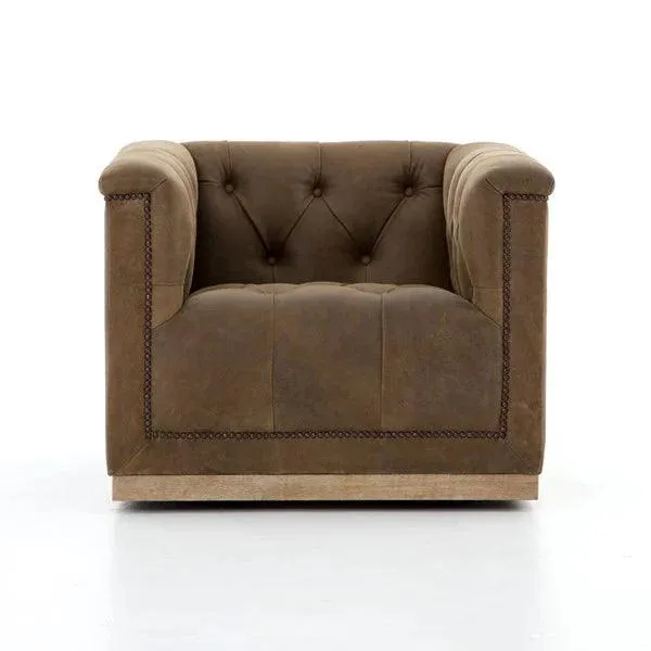 Maxine Distressed Tufted Swivel Chair - 4 Colors