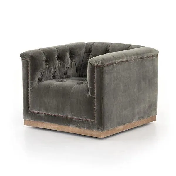 Maxine Distressed Tufted Swivel Chair - 4 Colors