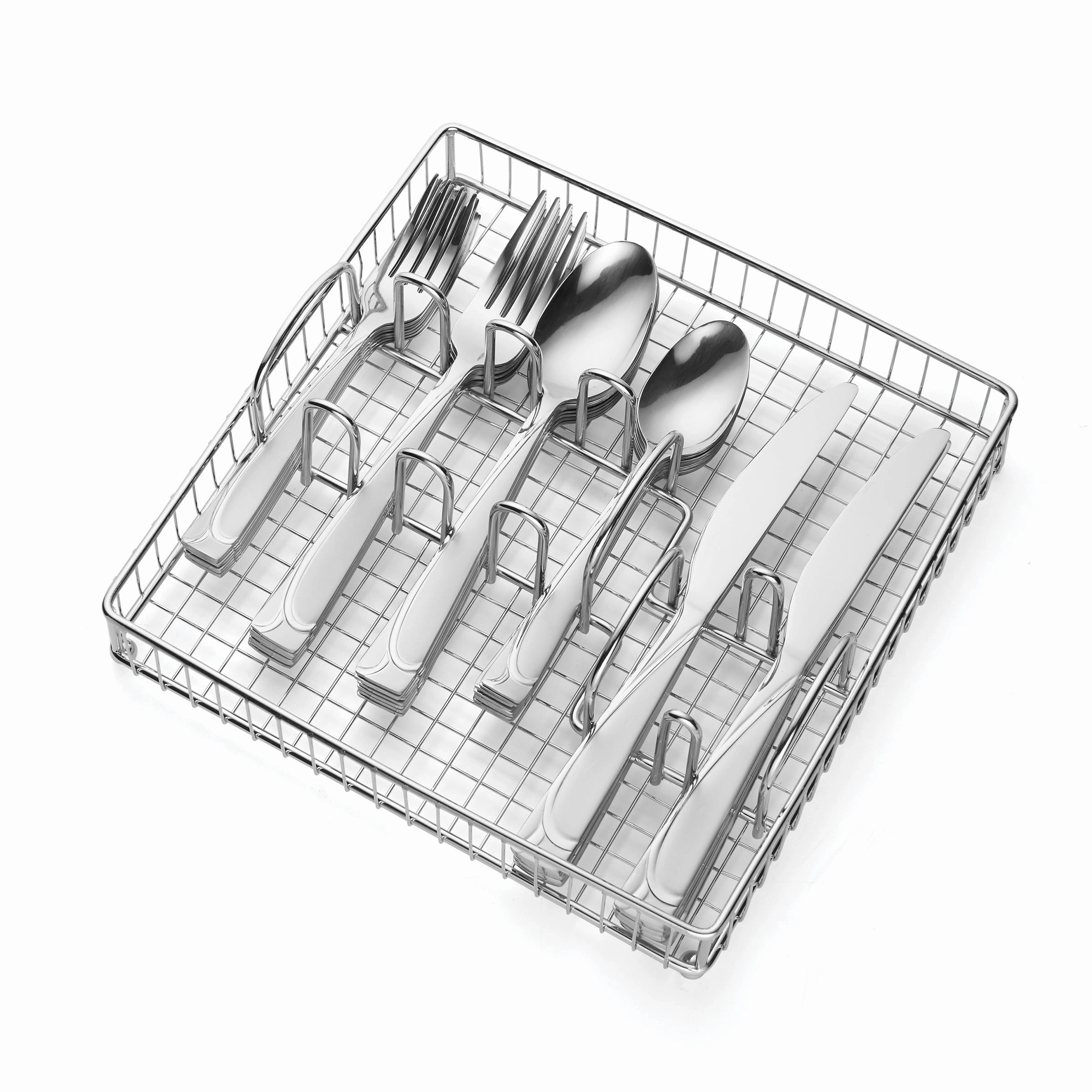 Mena Frost 40 Piece Flatware Set with Chrome Caddy