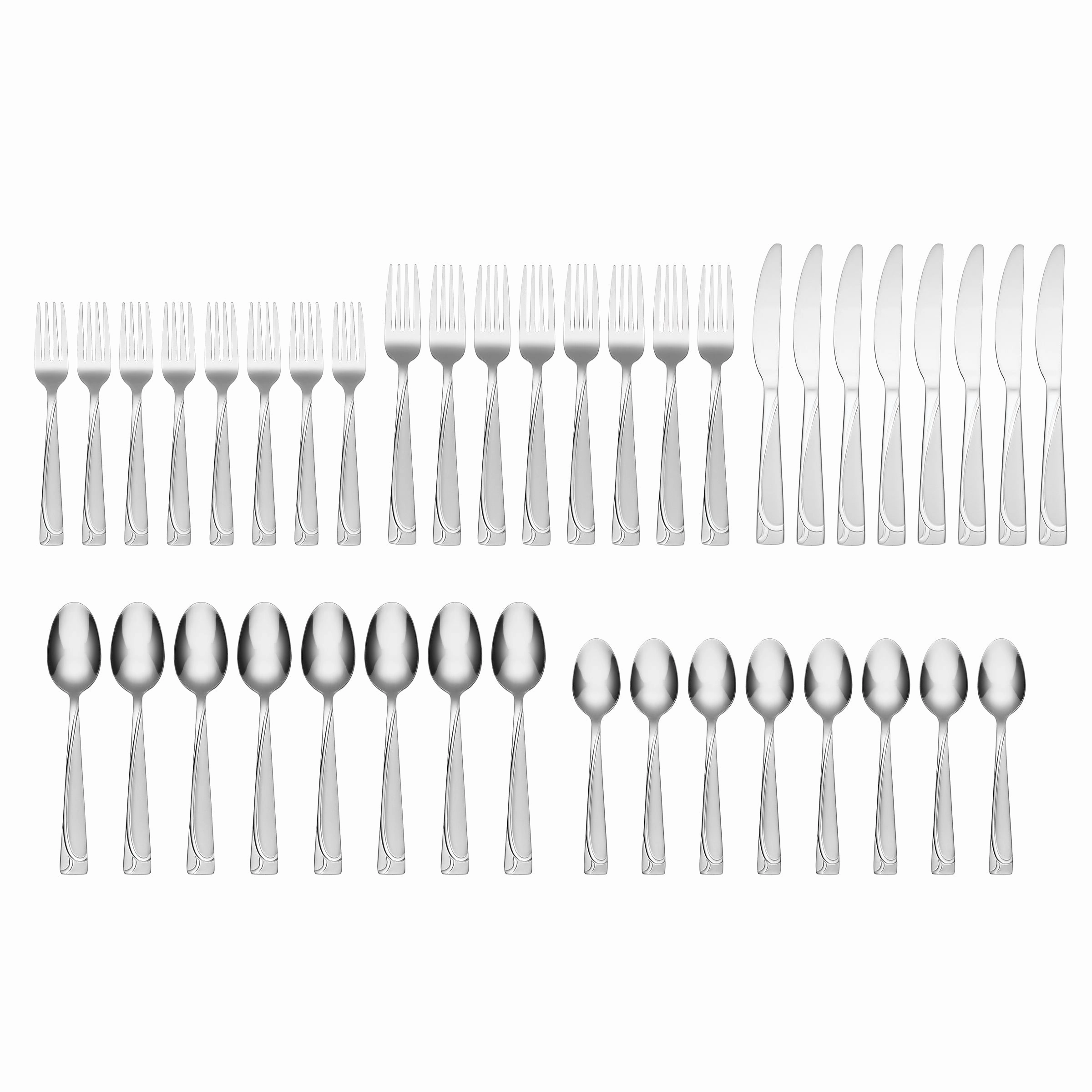 Mena Frost 40 Piece Flatware Set with Chrome Caddy