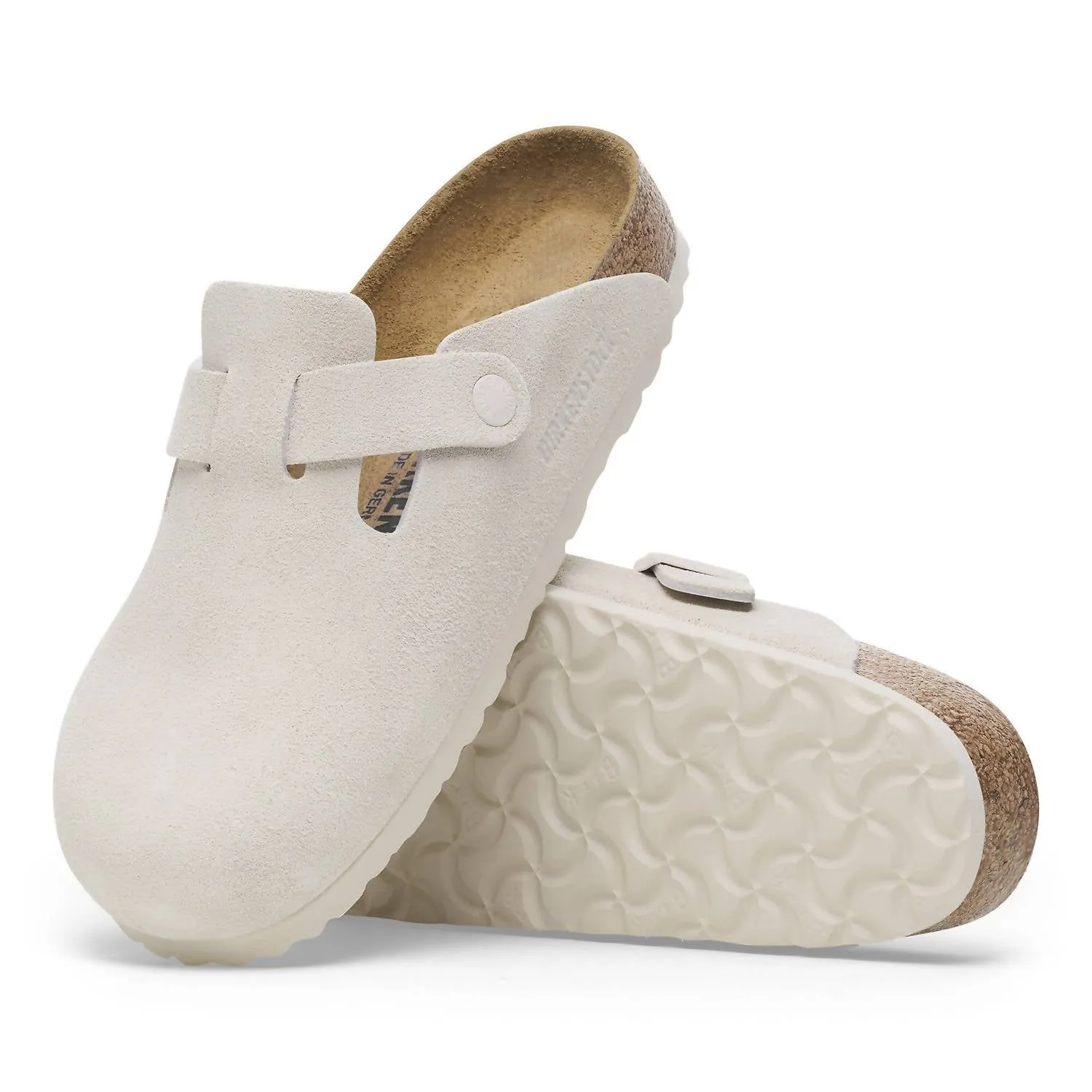 Men's Boston Suede Leather Clog In Modern Suede Antique White