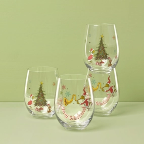 Merry Grinchmas Glass Tumblers - Set Of 4