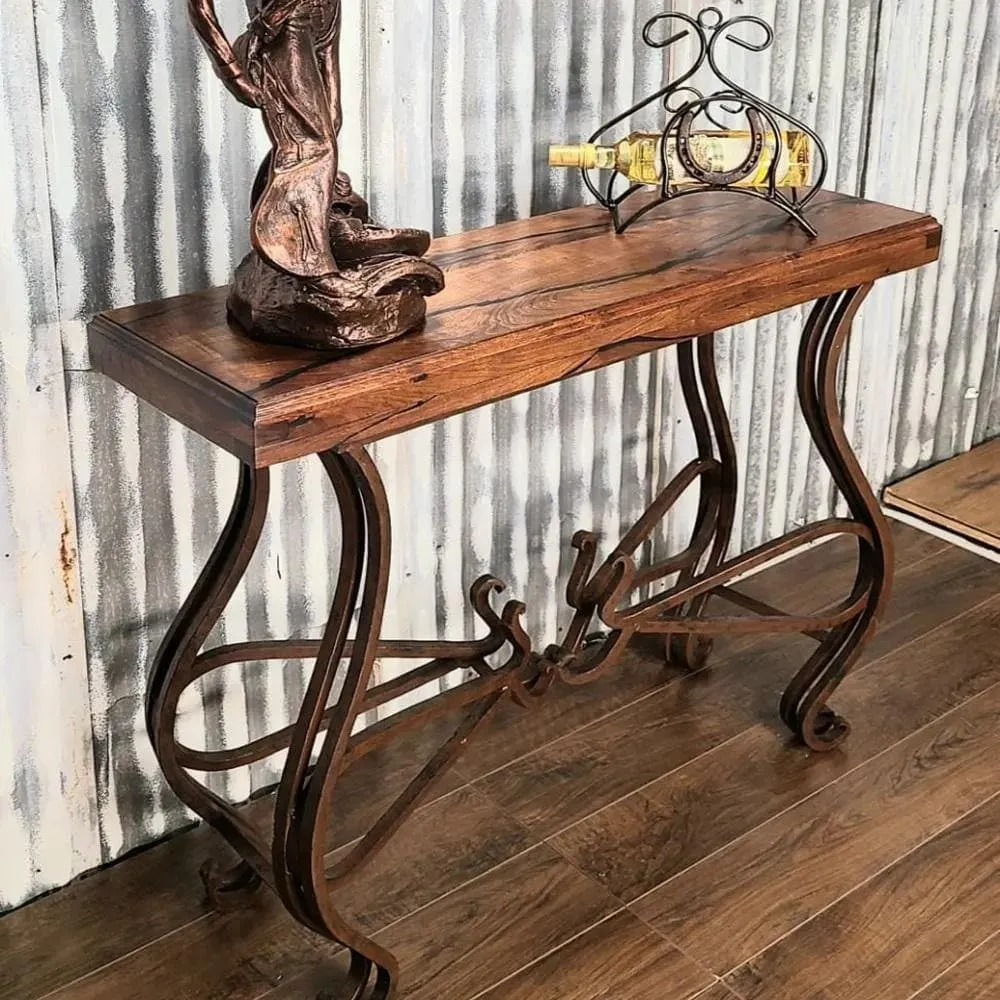 Mesquite and Iron Entry Table vanity mirror, wall mirror
