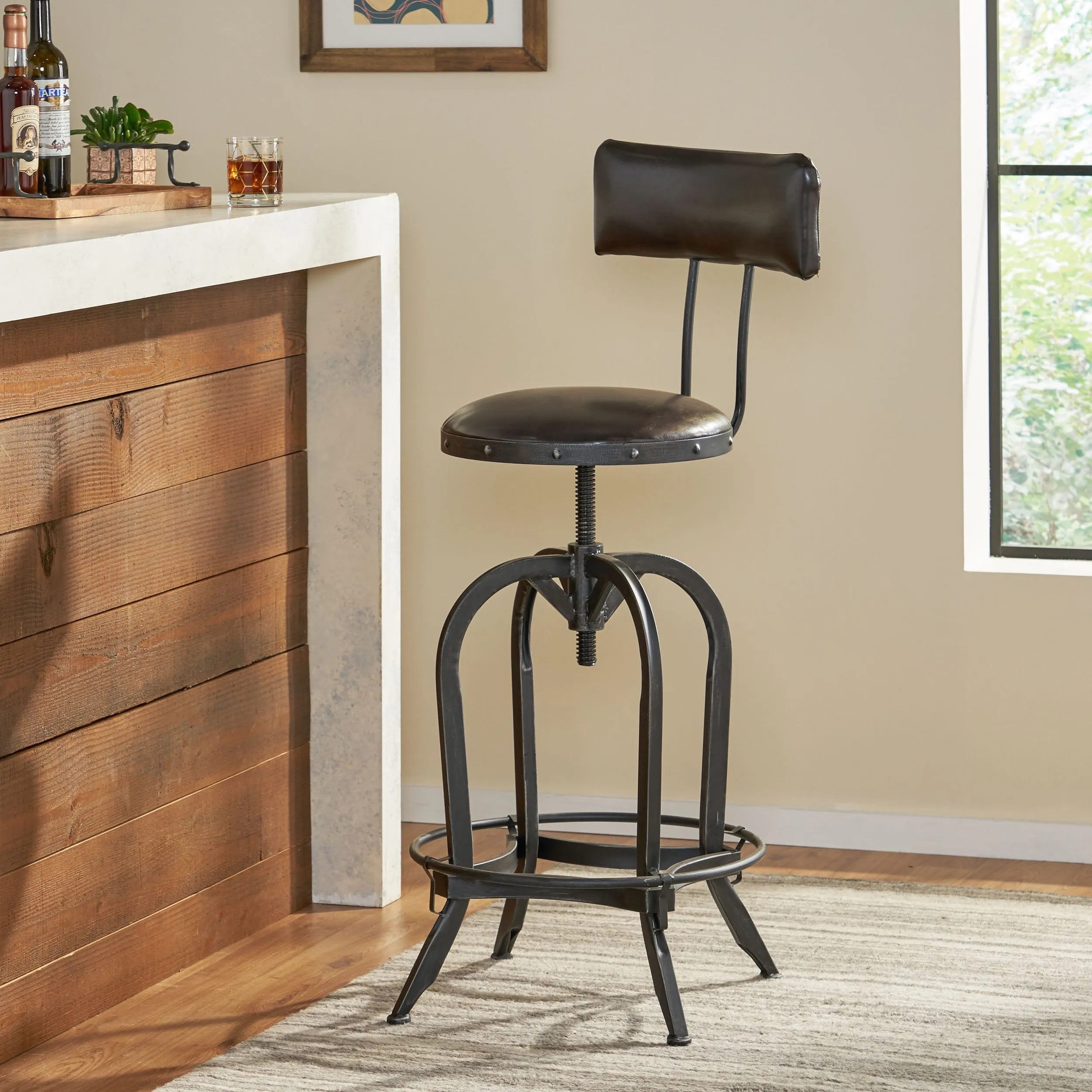 Metal Industrial Adjustable Barstool With Backrest - NH629692 bar stool, counter stool