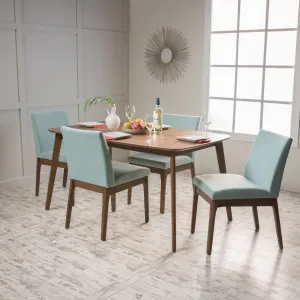 Mid Century Fabric & Wood Finish 5 Piece Dining Set - NH082992 dining table set, round dining table