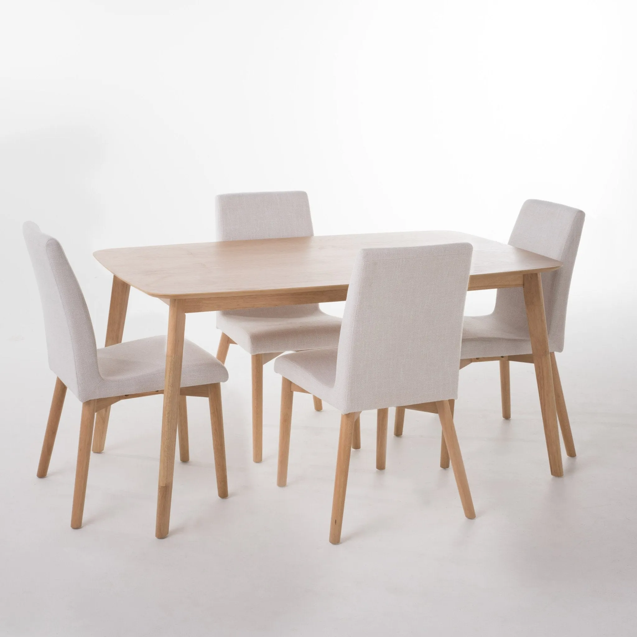 Mid Century Fabric & Wood Finish 5 Piece Dining Set - NH103992