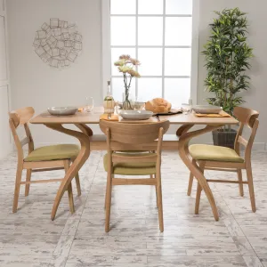 Mid Century Fabric & wood Finish 5 Piece Dining Set - NH223992 dining table set, round dining table