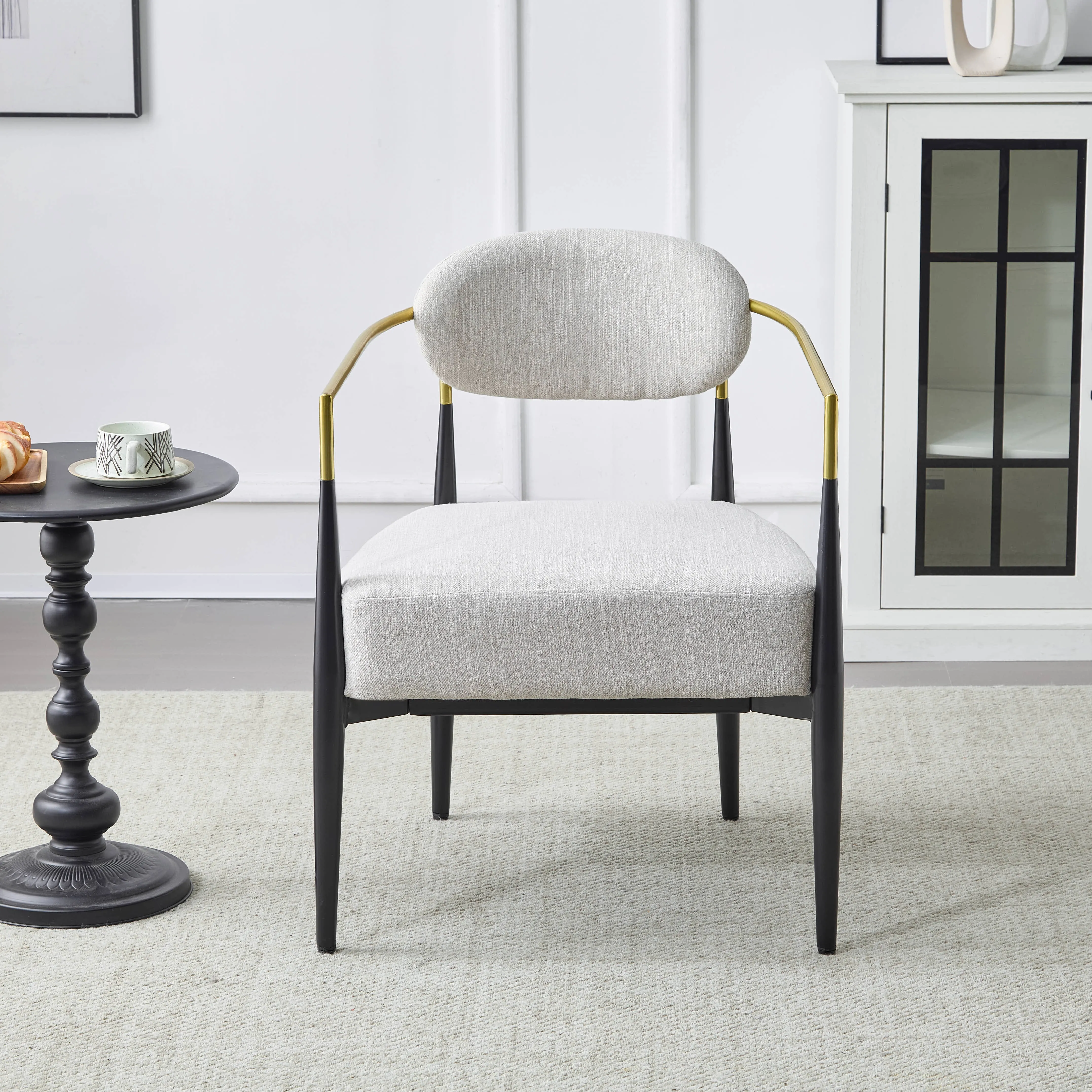 Mid-Century Fabric Dining Chair with Tapered Legs & Pocket Spring Seat dining table set, 6-piece dining set