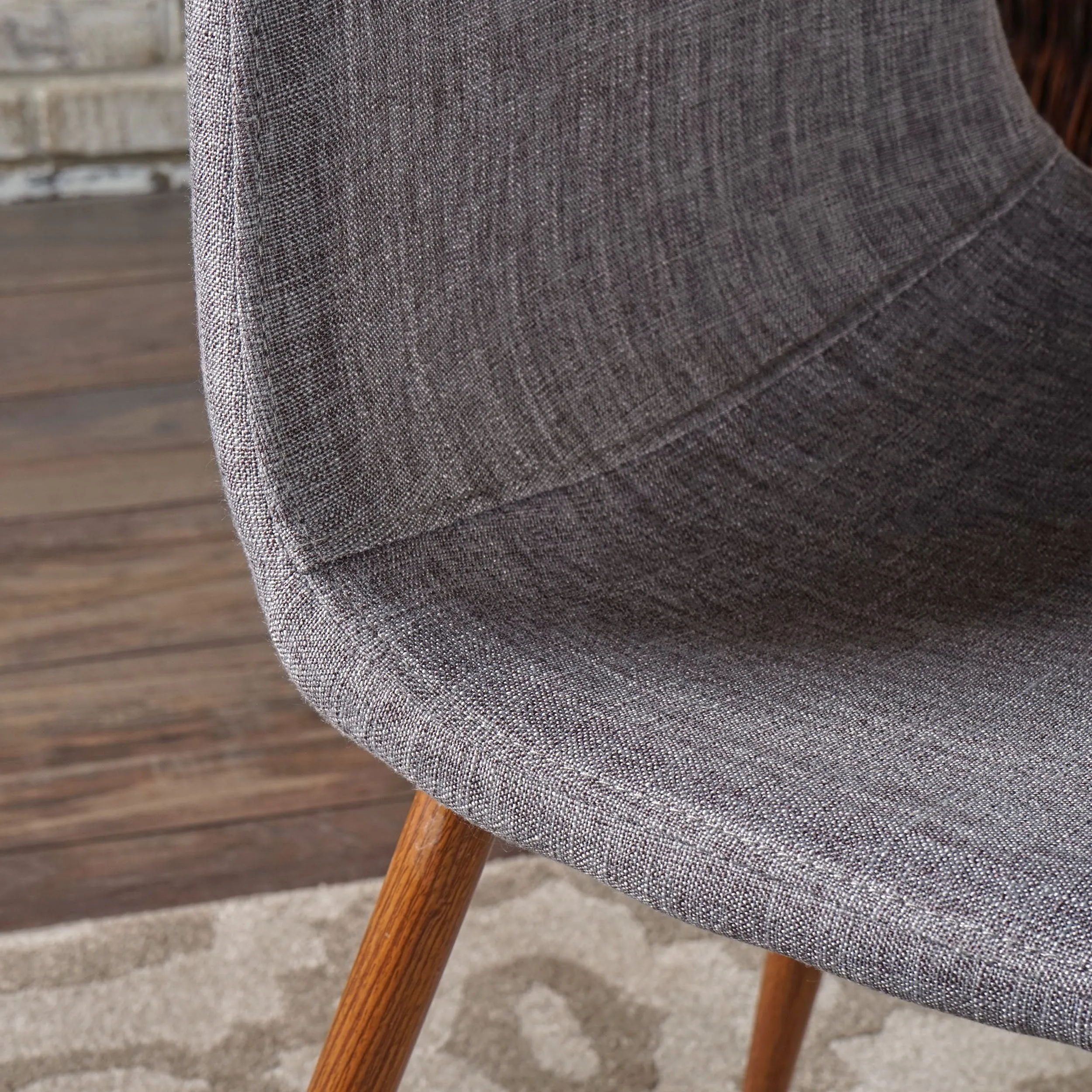 Mid Century Fabric Dining Chairs with Wood Finished Metal Legs (Set of 2) - NH037103
