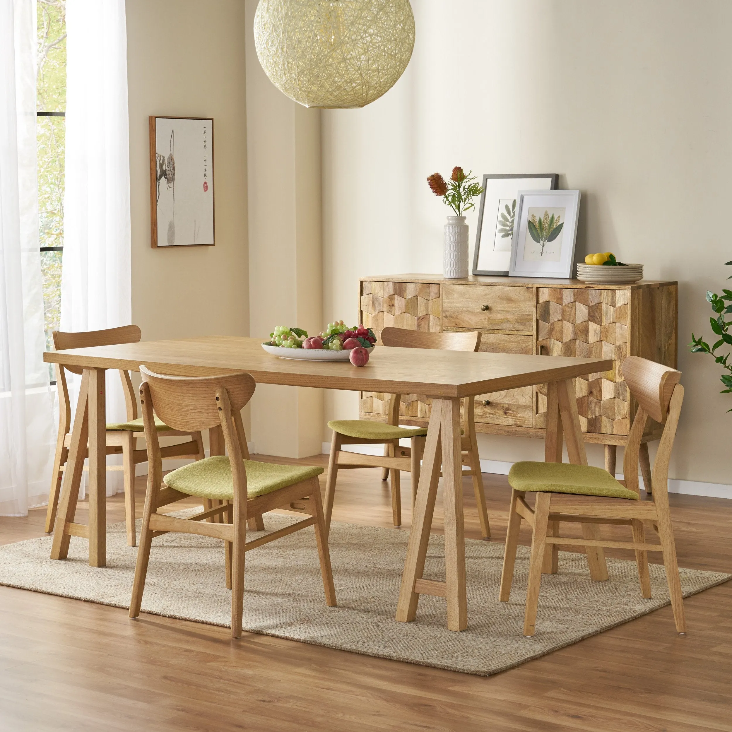 Mid-Century Modern 5 Piece Dining Set with A-Frame Table - NH543313