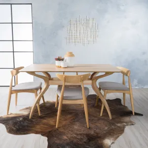 Mid-Century Modern 5-Piece Fabric Upholstered Dining Set w/ Wood Frame - NH879992 dining table set, round dining table