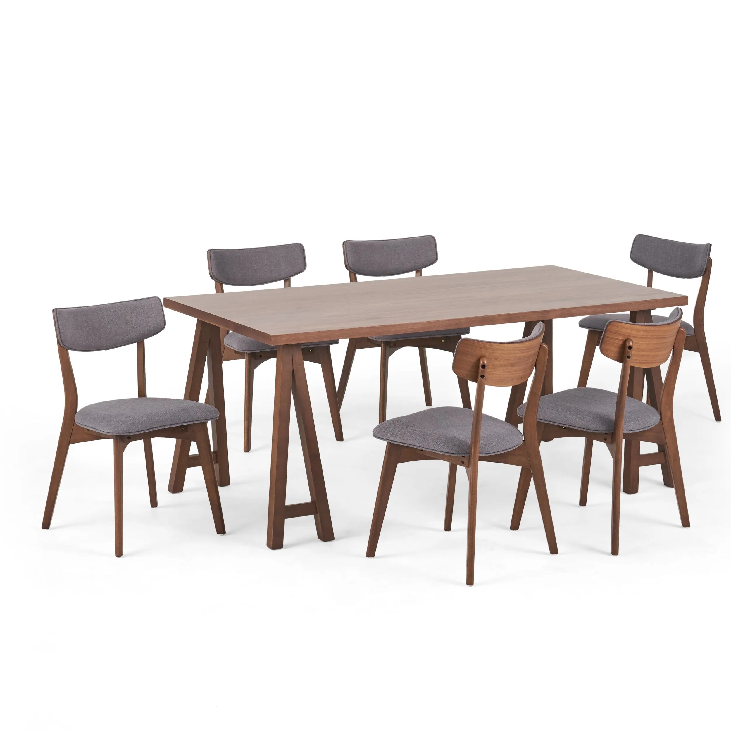 Mid-Century Modern 7 Piece Dining Set with A-Frame Table - NH483313